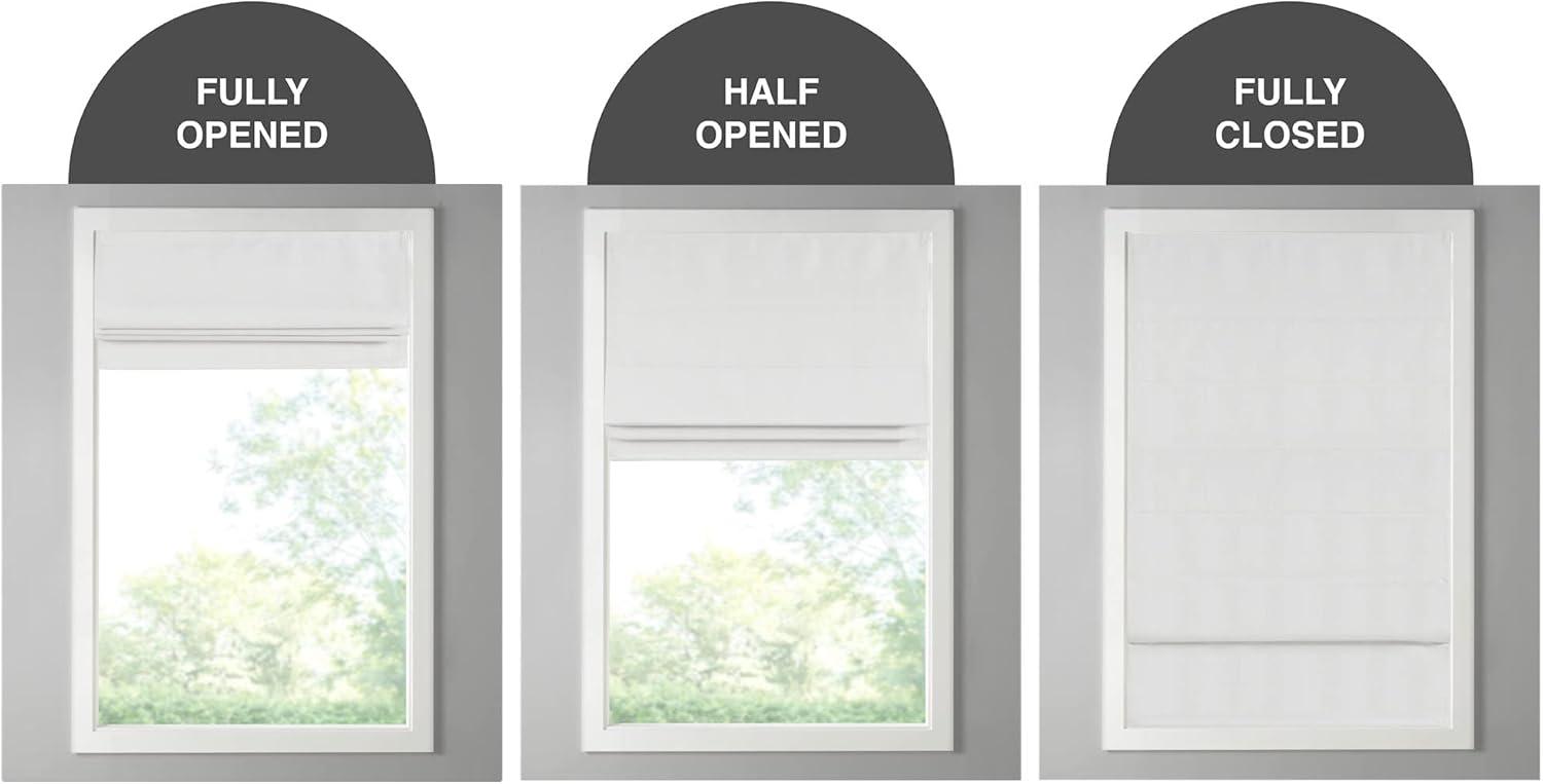 27"x64" Paxton Basketweave Room Darkening Cordless Roman Shade White - Madison Park: Window Blinds, Indoor Use