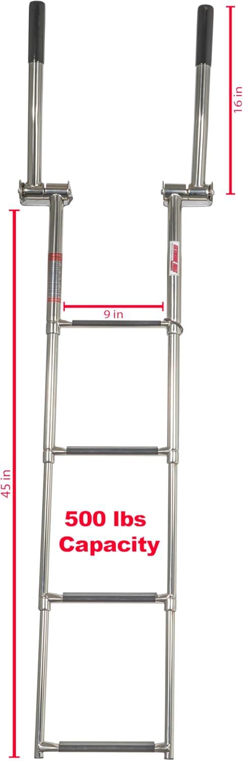 Extreme Max 3006.8804 Undermount Telescoping Pontoon, Dock, and Swim Raft Ladder with Hidden Handle and Rubber Grips - 4-Step
