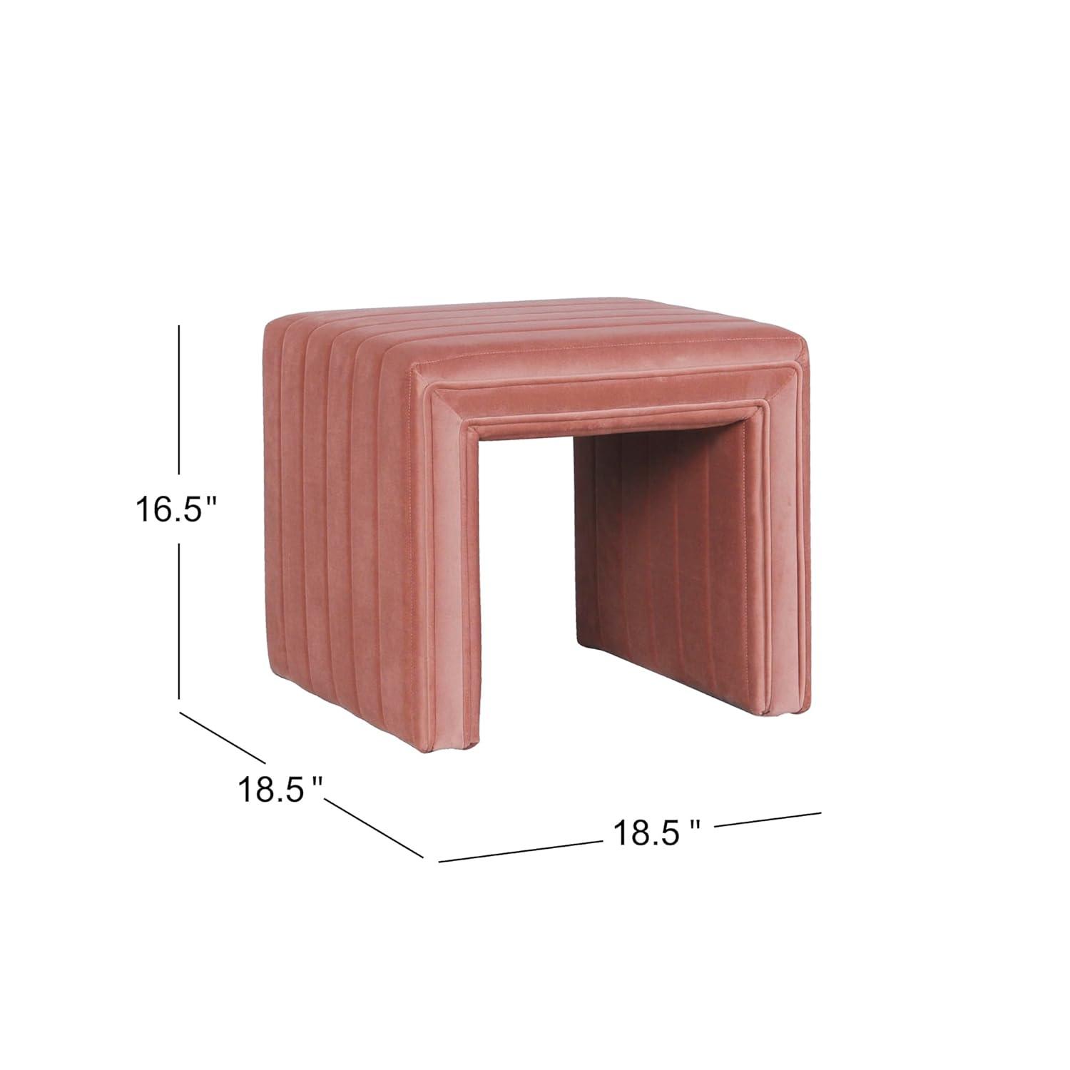 Modern Channel Ottoman Blush Velvet - HomePop: Upholstered, Tufted, Luxury Seating