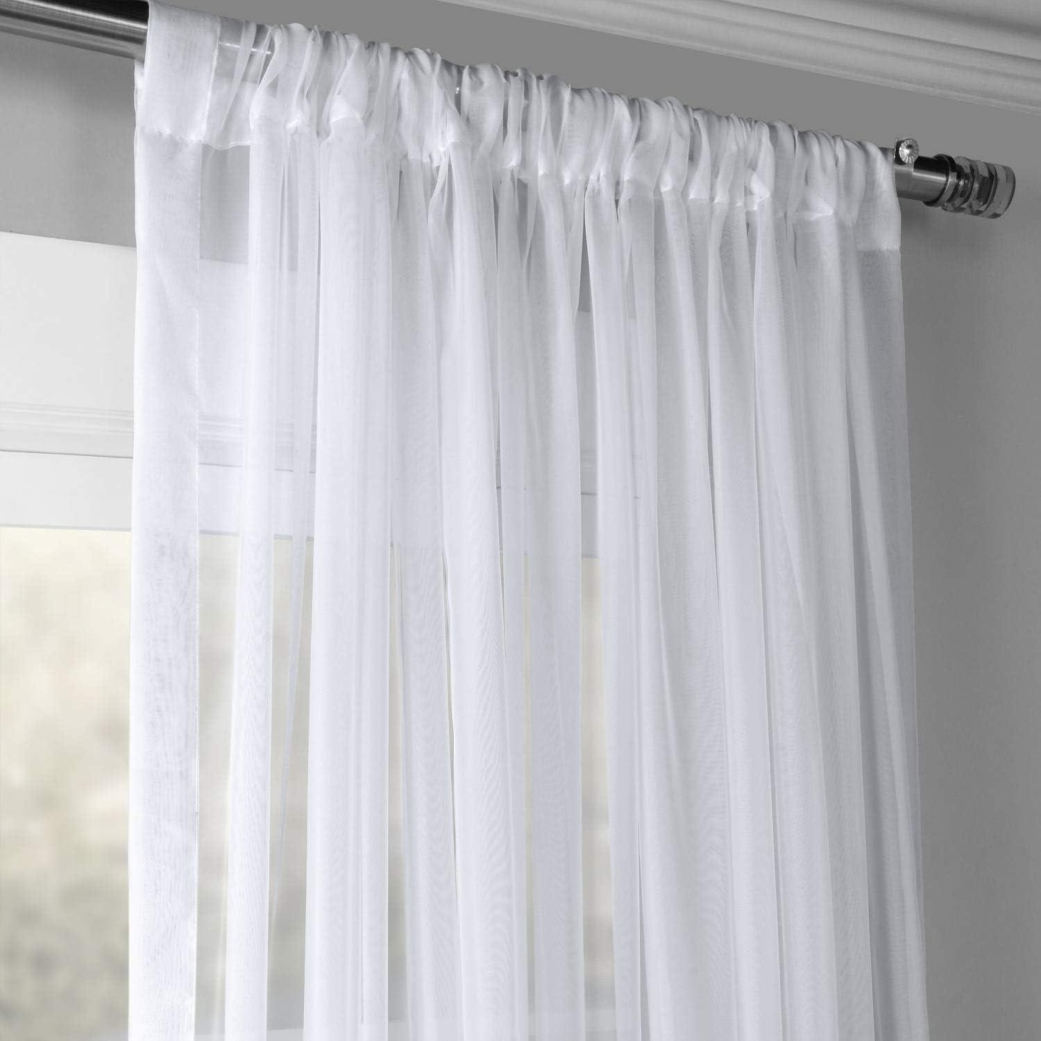 Solid White Extra Wide Voile Sheer Curtain Panel, 100 x 96 Inch