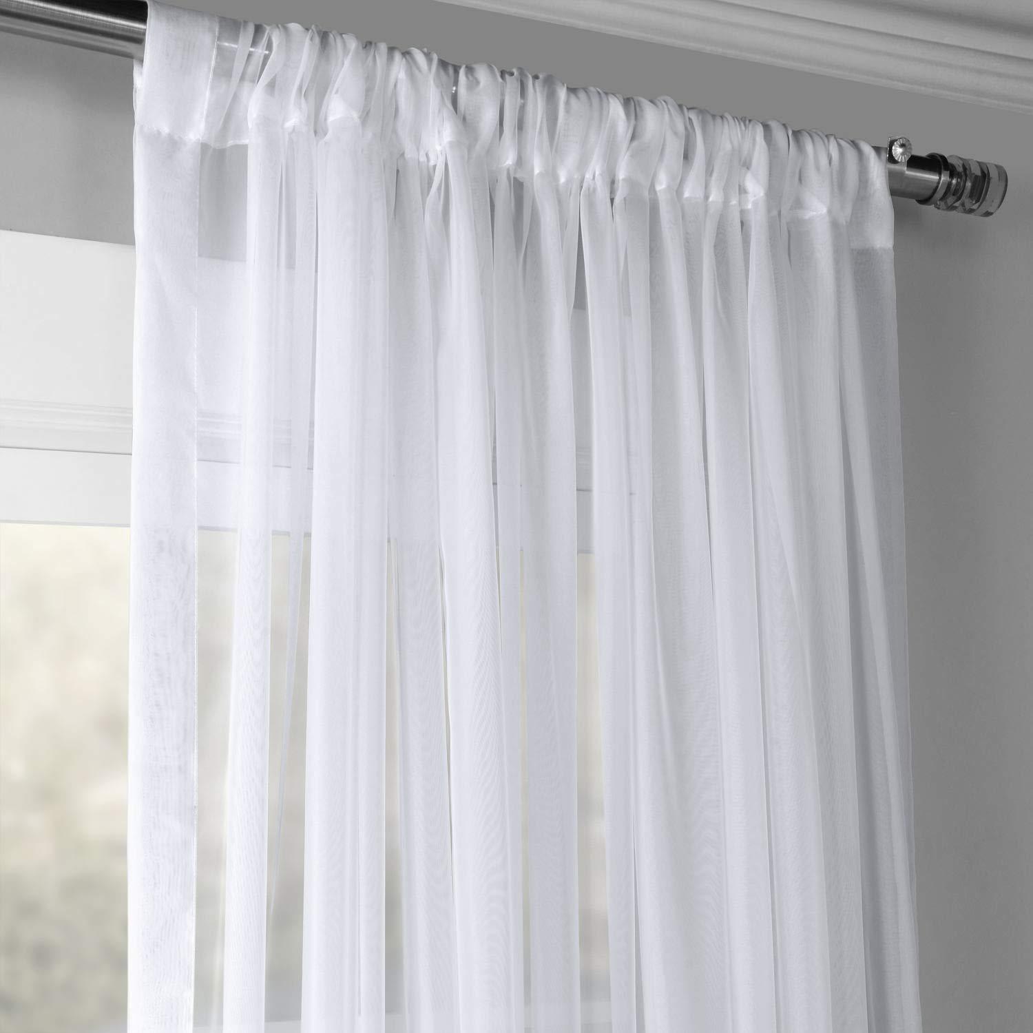 HPD Half Price Drapes SHCH-VOL1-96-SLDW Extra Wide Voile Poly Sheer Curtain (1 Panel), 100 X 96, Solid White