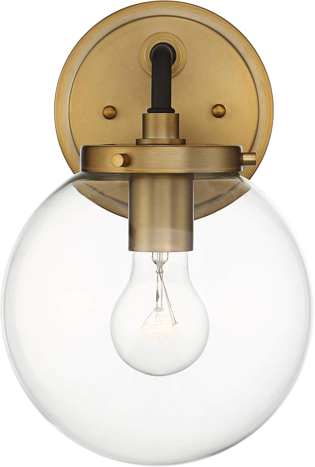 Gold 15" Modern Vanity Wall Sconce with Clear Glass Globe