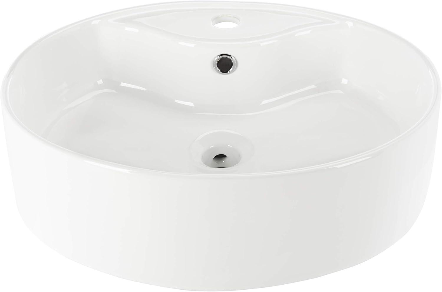 Safavieh Brook 16.7'' White Ceramic Circular Bathroom Sink with Overflow