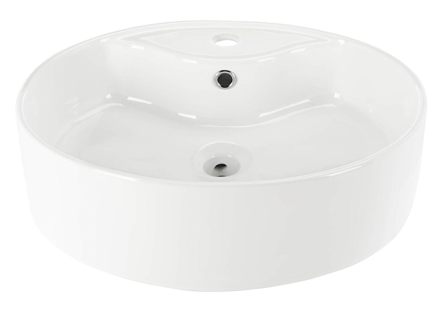 Safavieh Brook 16.7'' White Ceramic Circular Bathroom Sink with Overflow