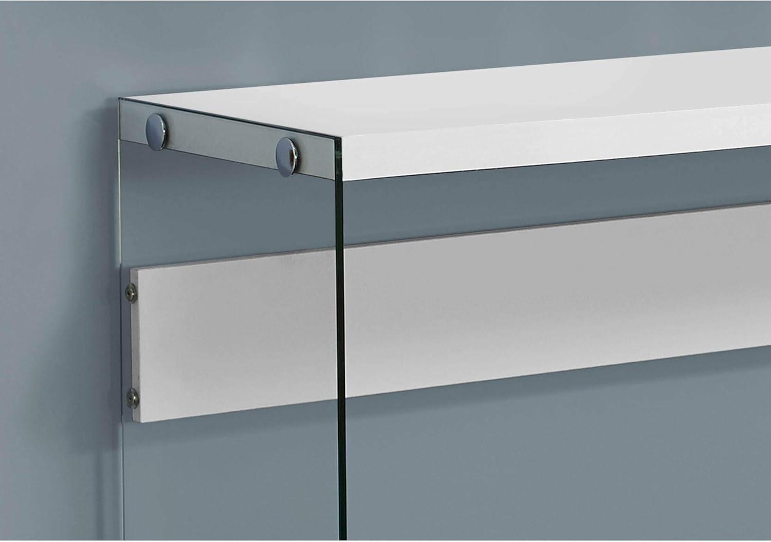 Sophisticated Glossy White and Glass 44" Contemporary Console Table