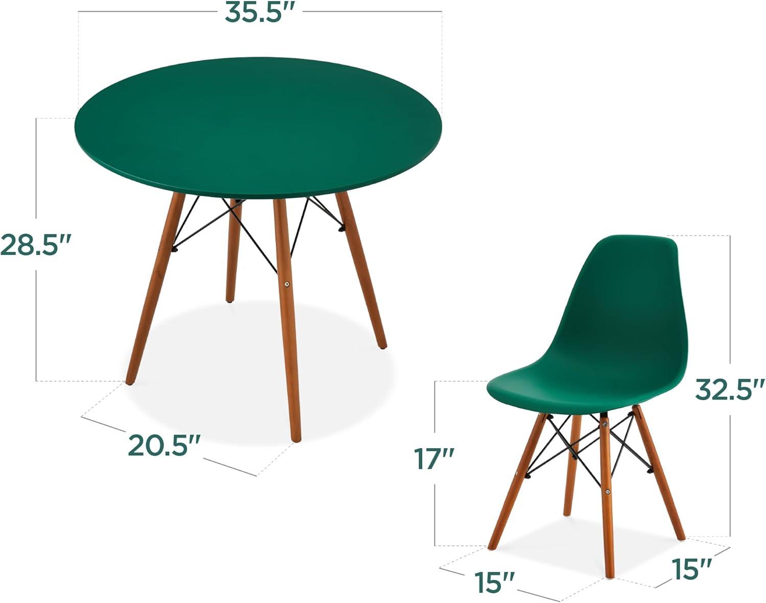 Best Choice Products 5-Piece Compact Mid-Century Modern Dining Set w/ 4 Chairs, Wooden Legs - Dark Green/Walnut