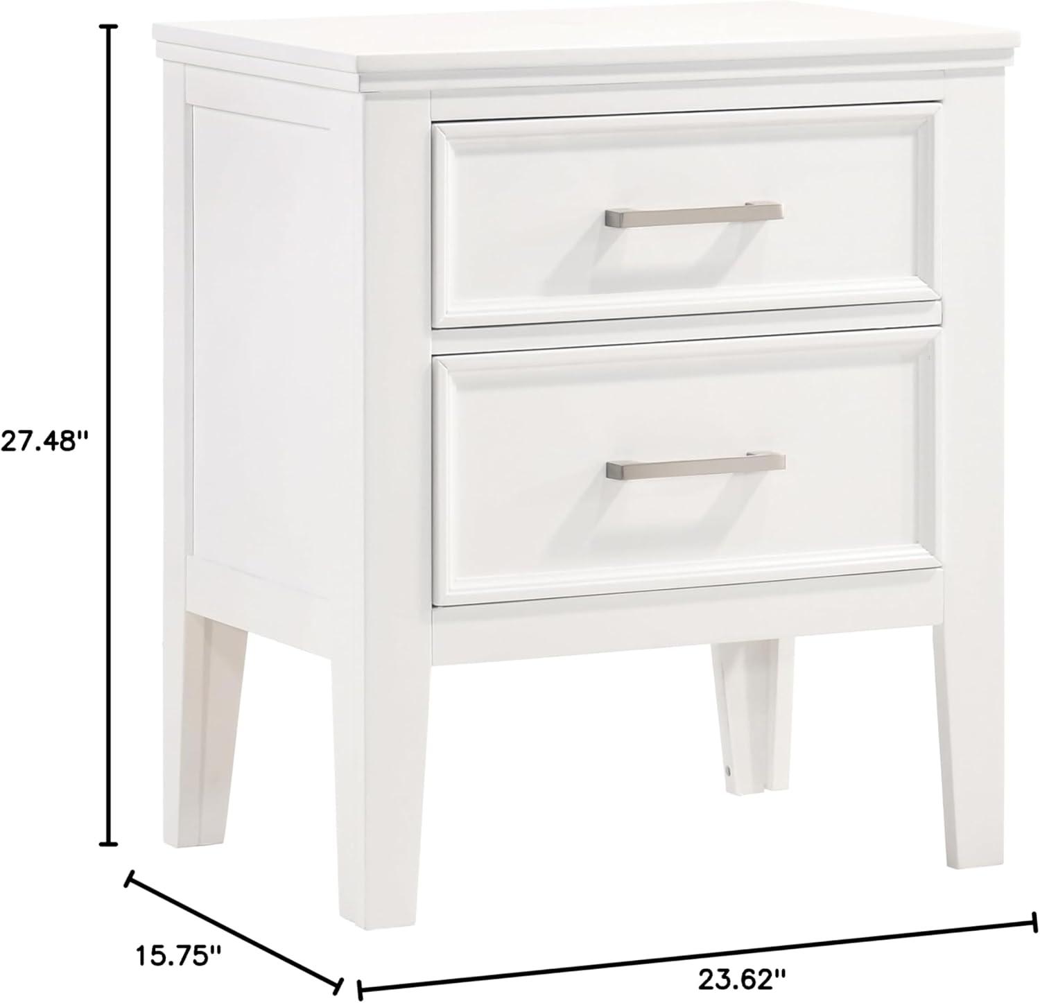 New Classic Furniture Andover Wood Nightstand with 2 Drawers in White