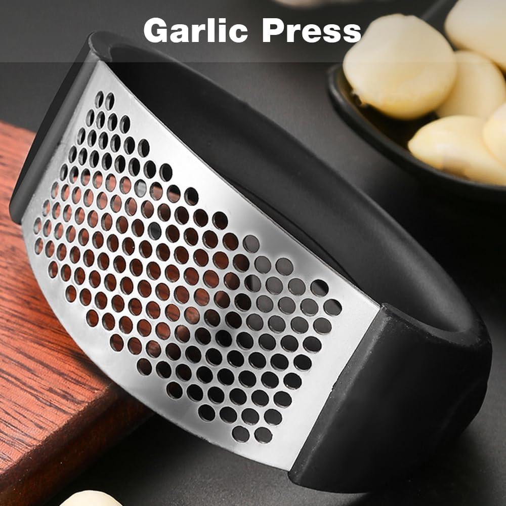 Garlic Chopper,Garlic Crusher,Garlic Press Rocker - 2024 New Stainless Steel Garlic Mincer Garlic Crusher with Peeler,Chopper with Peeler and Scraper for Smash Garlic
