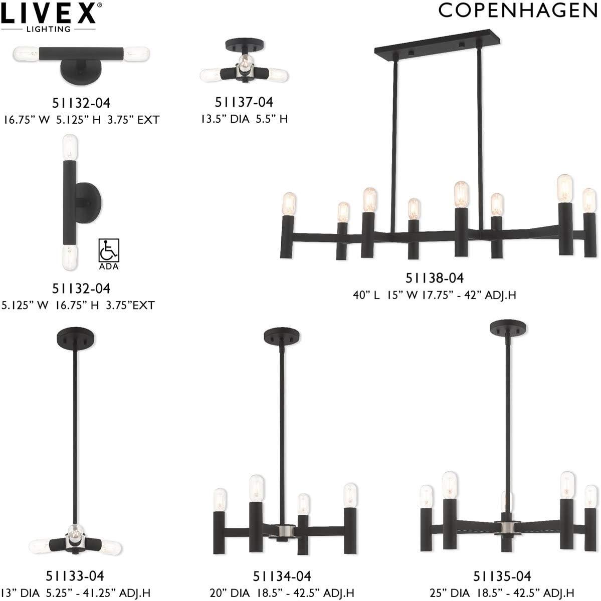 Livex Lighting Copenhagen 8 - Light Chandelier in  Black