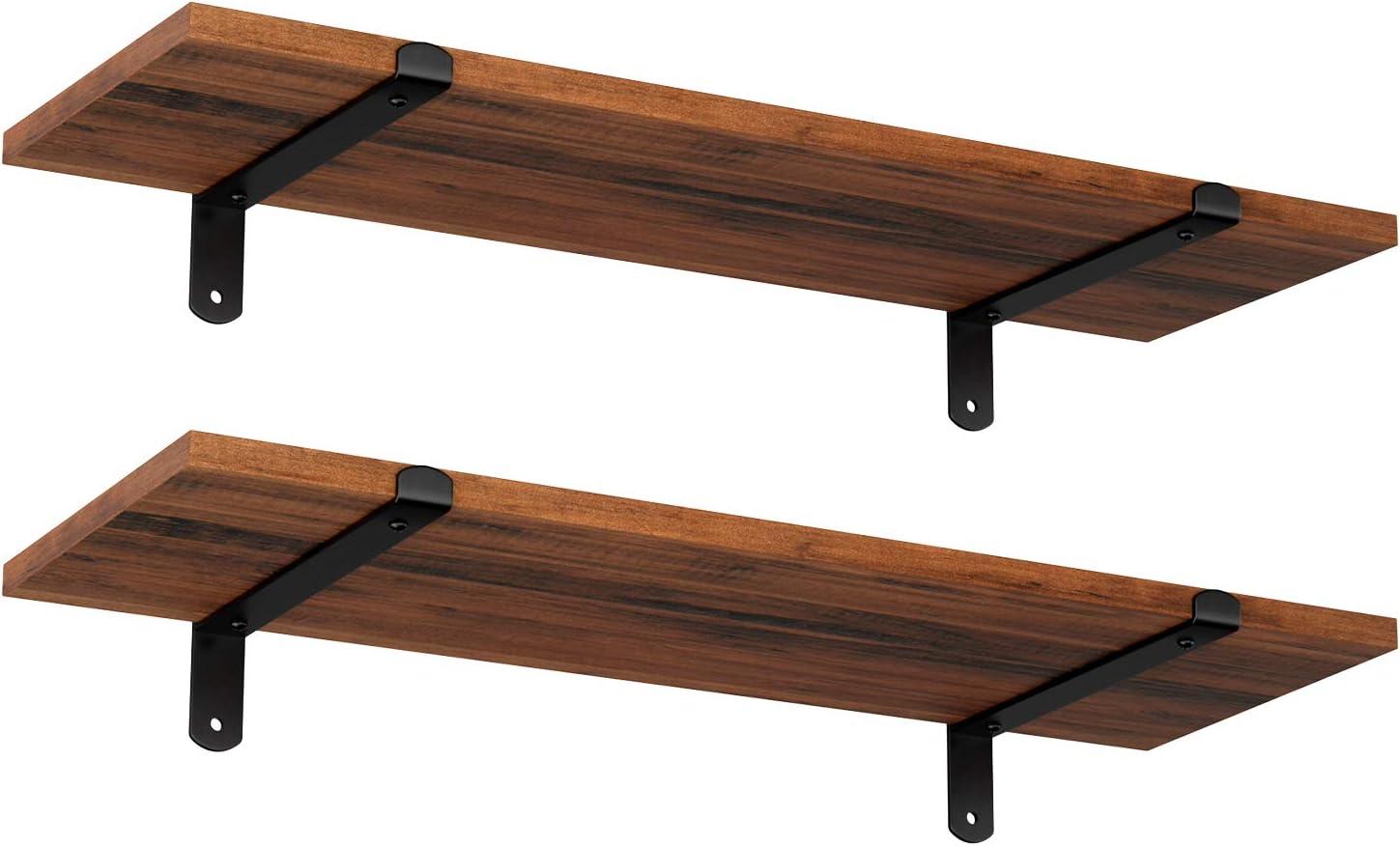 SONGMICS Wall Shelves Set of 2 , for Living Room, 23.6", Brown