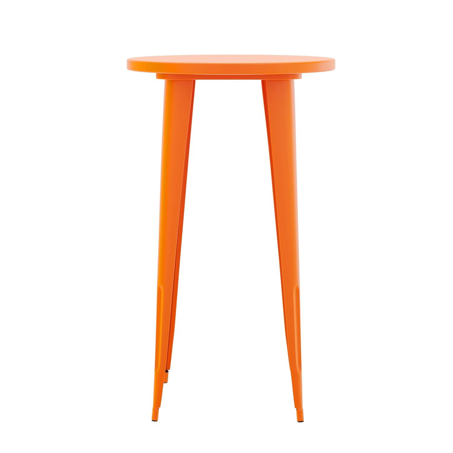 Flash Furniture Commercial Grade 24" Round Orange Metal Indoor-Outdoor Bar Height Table