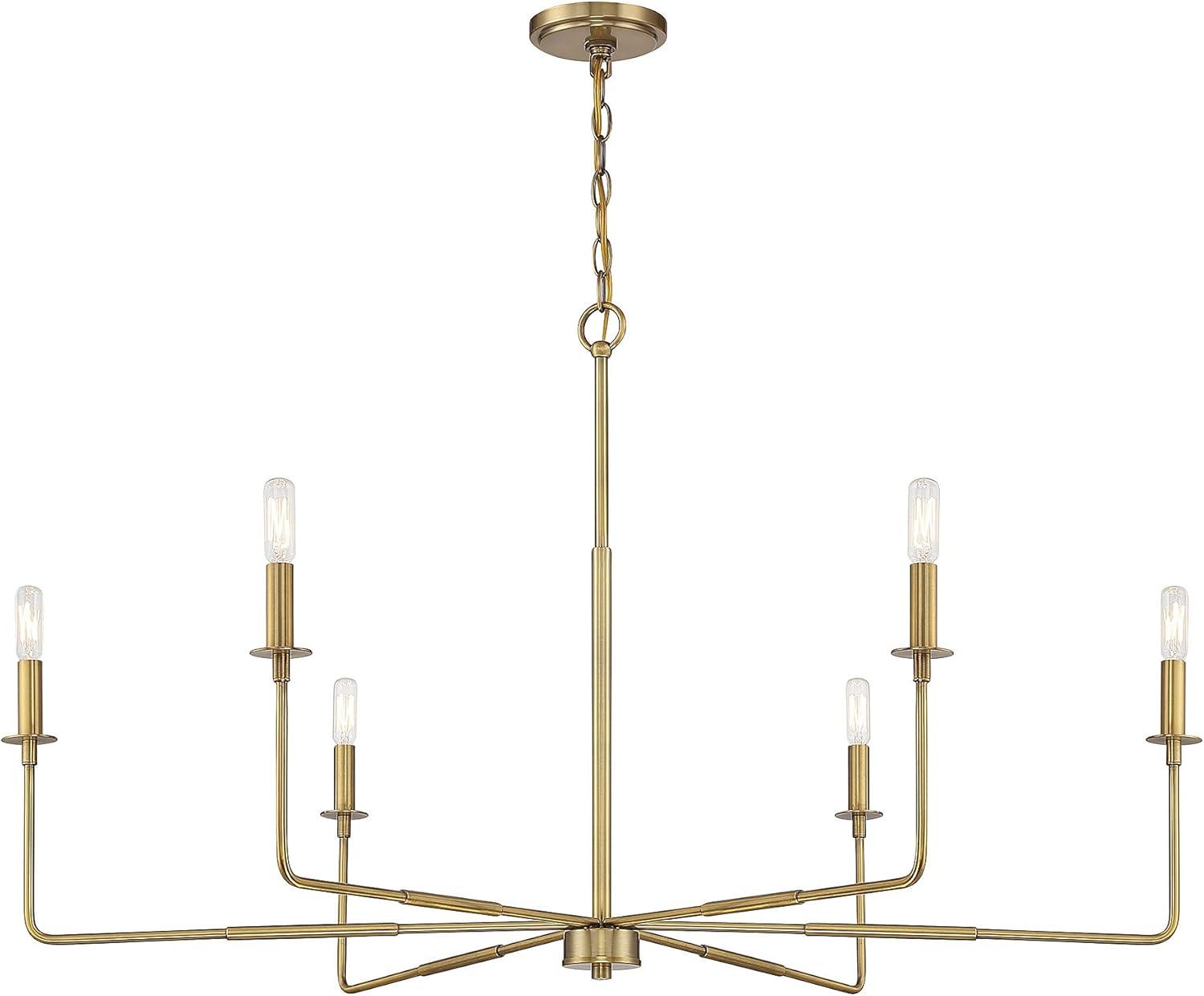 Savoy House Salerno 6 - Light Chandelier in  Warm Brass