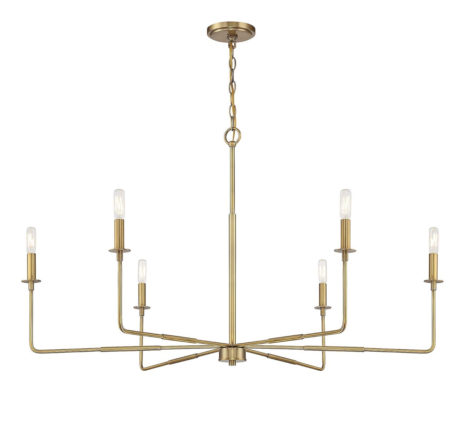Savoy House Salerno 6 - Light Chandelier in  Warm Brass