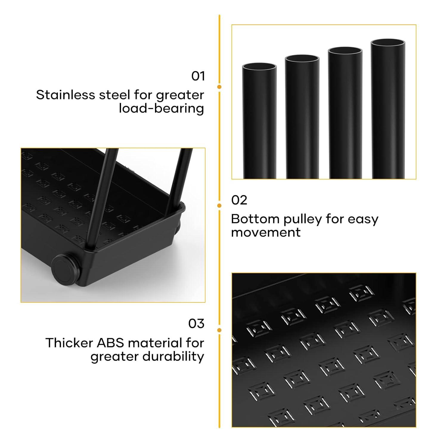 Black 2-Tier Sliding Under Sink Organizer with Hooks