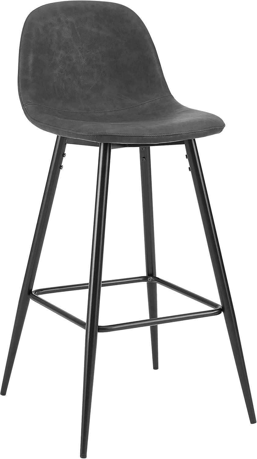 Weston Distressed Black Faux Leather Bar Stools, Set of 2