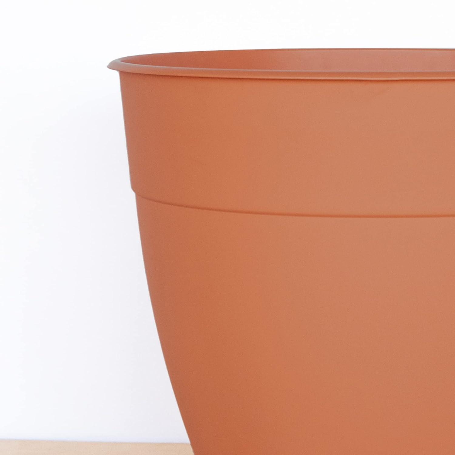 Bloem Dayton Planter With Saucer: 12" - Terra Cotta - 100% Recycled Plastic Pot, Removable Saucer, Elevated Feet, For Indoor and Outdoor Use, Gardening, 3 Gallon Capacity
