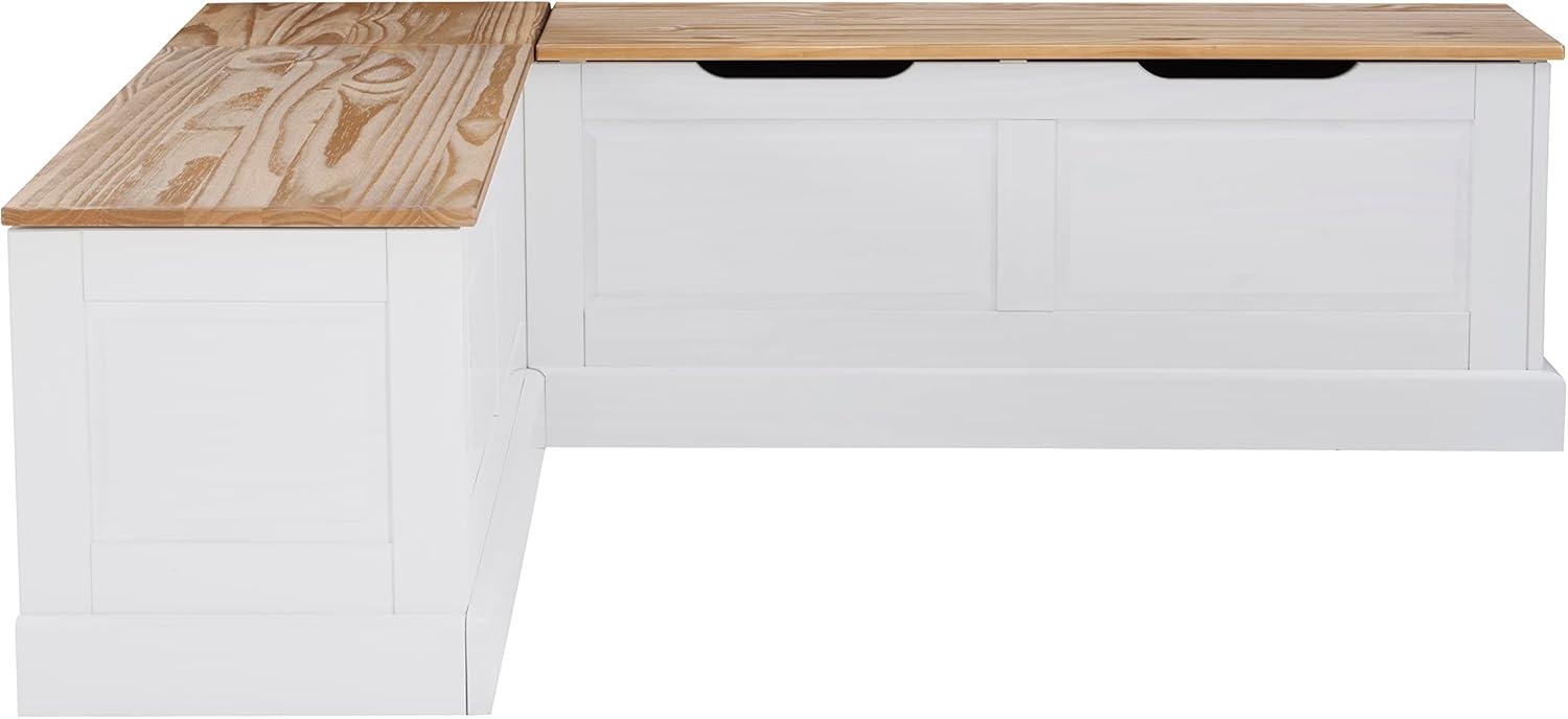 Linon Harris Natural and White Two Tone Backless Corner Breakfast Nook - Nook Only, Table is NOT Included