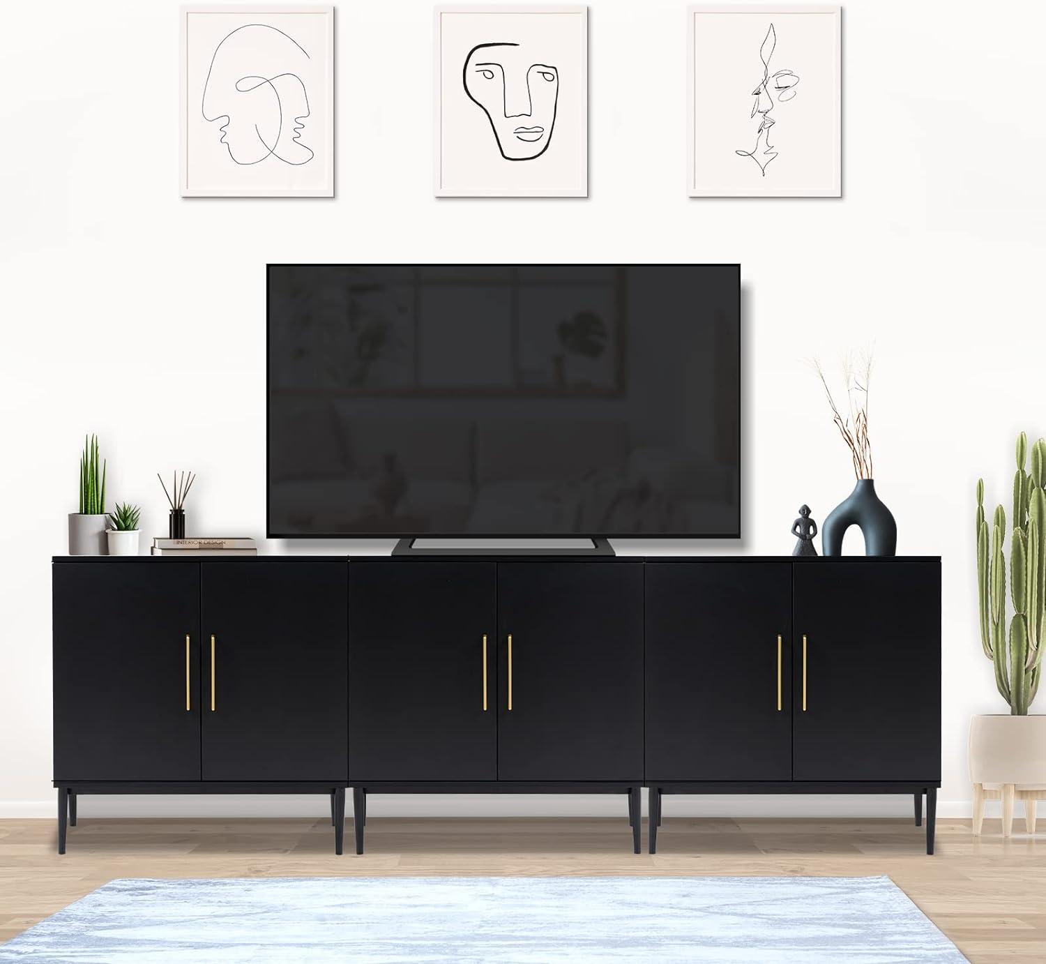 Sideboard Buffet Cabinet, Black Storage Cabinet with 2 Doors and Adjustable Shelves, Accent Cabinet for Dining Room,Hallway