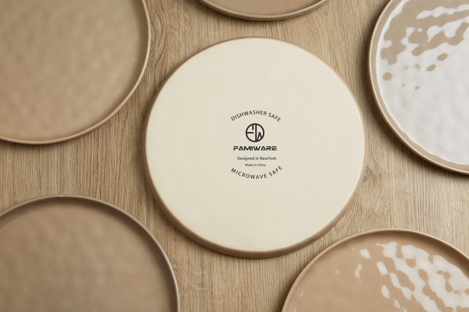 Famiware Mars Plates and Bowls Set, 12 Pieces Dinnerware Sets, Dishes Set for 4, Cinnamon Brown