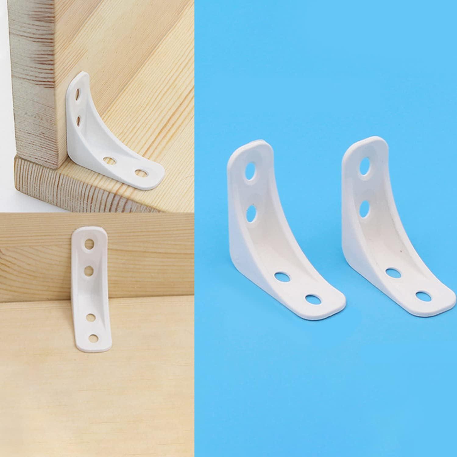 Uxcell Angle Bracket Shelf Door 90 Degree Plastic Corner Braces 1.54" x 1.54" x 0.63" White 50 Pack