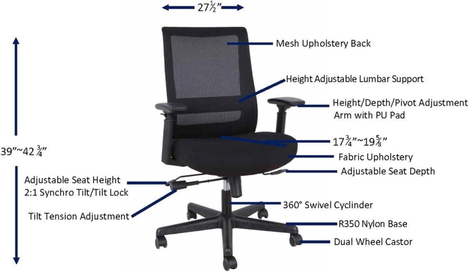 Lorell LLR42175 High-back Mesh Executive Chair, Black