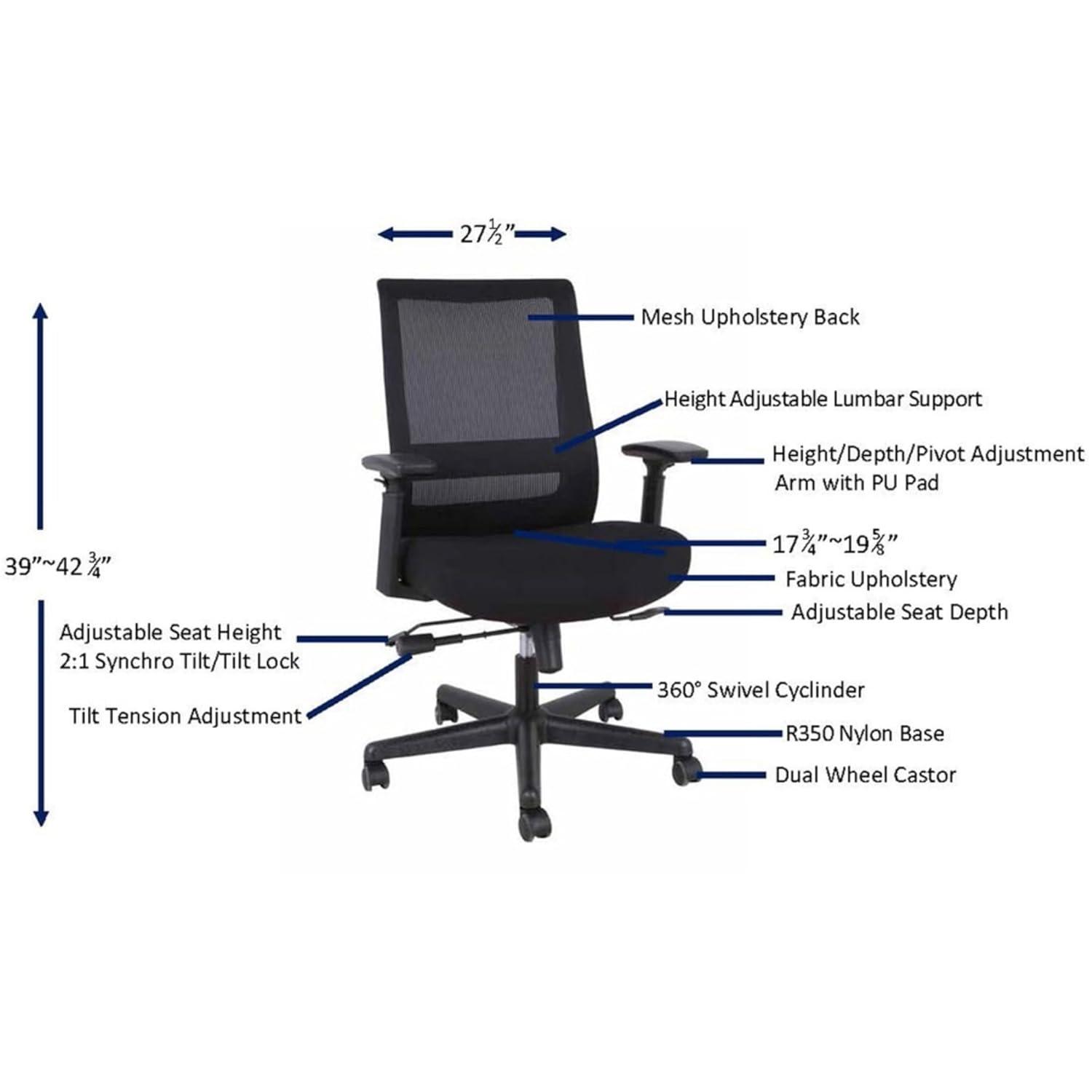 Lorell LLR42175 High-back Mesh Executive Chair, Black