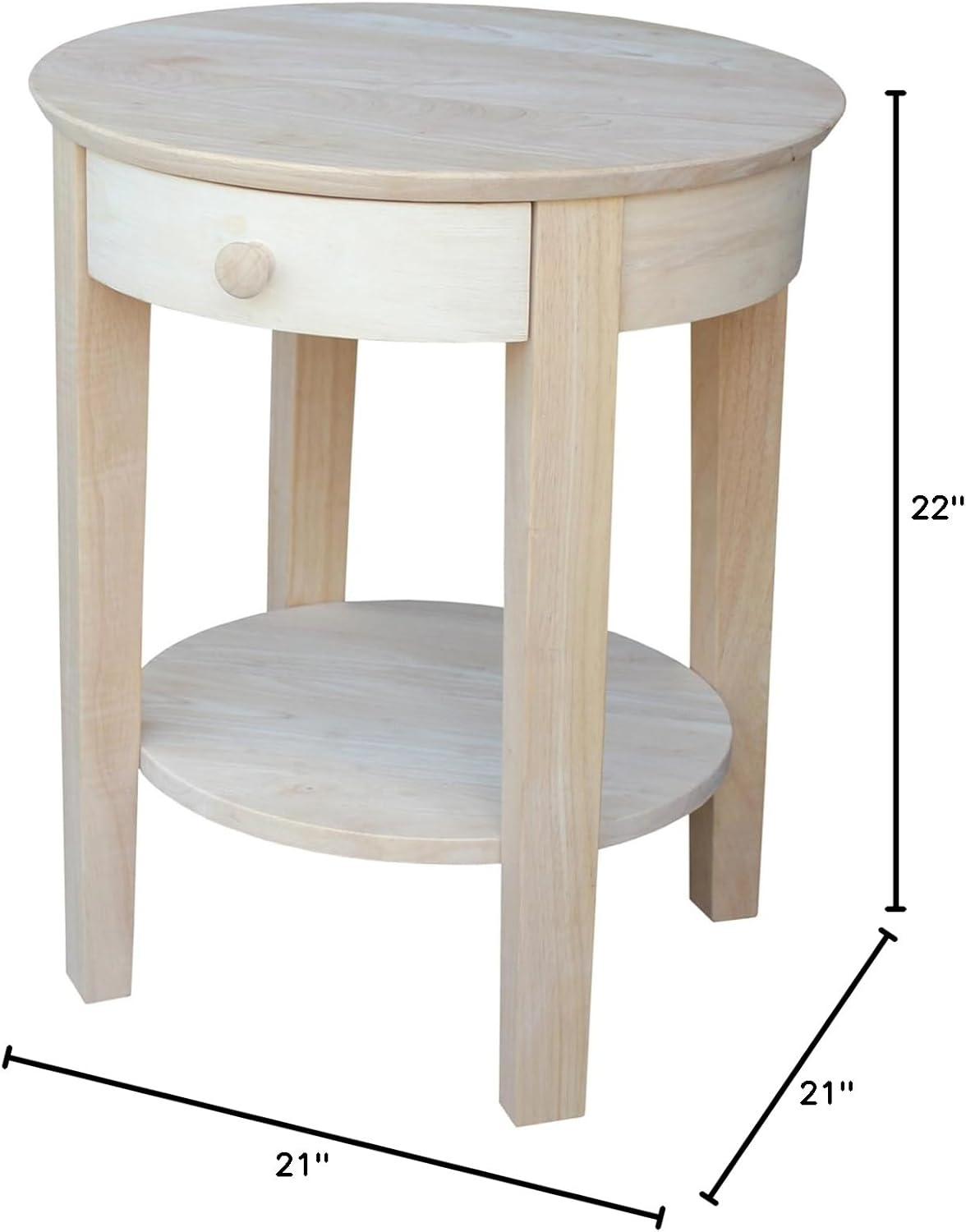 Solid Wood Top End Table with Storage