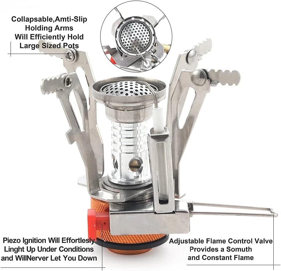 Compact Orange Aluminum Alloy Camping Stove with Piezo Ignition