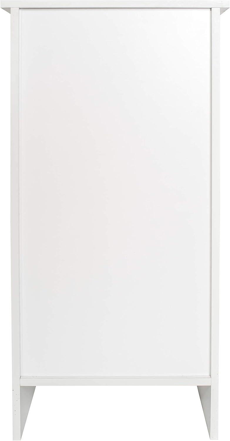 Redmon Freestanding Single Door Beadboard Floor Cabinet, Multi Room, Small Bathroom Storage, 13.25 Inch Width x 11.75 Inch Depth x 27.75 Inch Height, White Enamel Finish