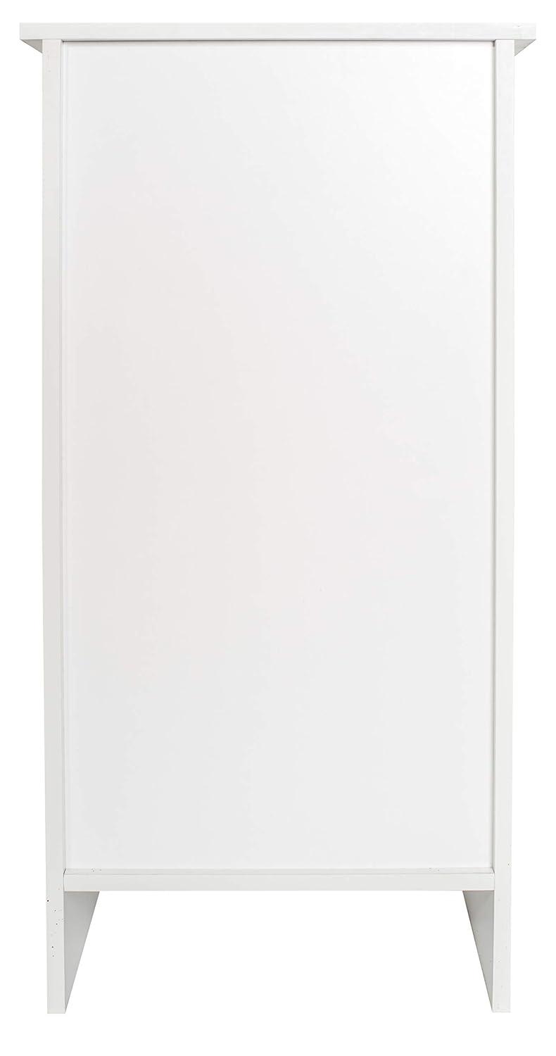 Redmon Freestanding Single Door Beadboard Floor Cabinet, Multi Room, Small Bathroom Storage, 13.25 Inch Width x 11.75 Inch Depth x 27.75 Inch Height, White Enamel Finish