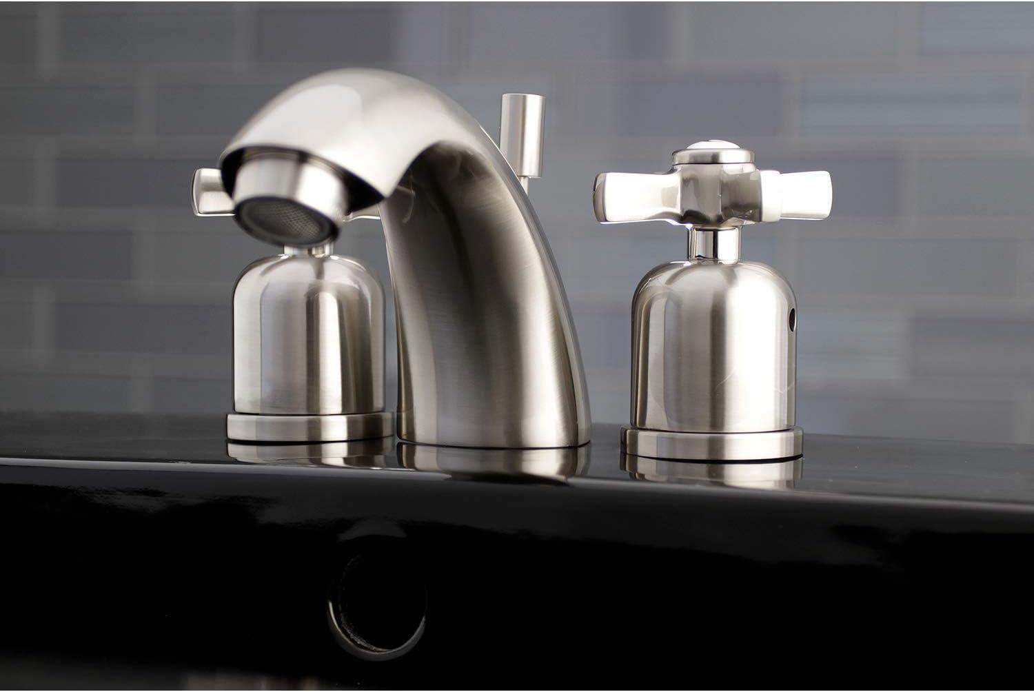 Kingston Brass Kingston Brass Millennium Two-Handle 3-Hole Deck Mount Mini-Widespread Bathroom Faucet with Plastic Pop-Up KB8958ZX