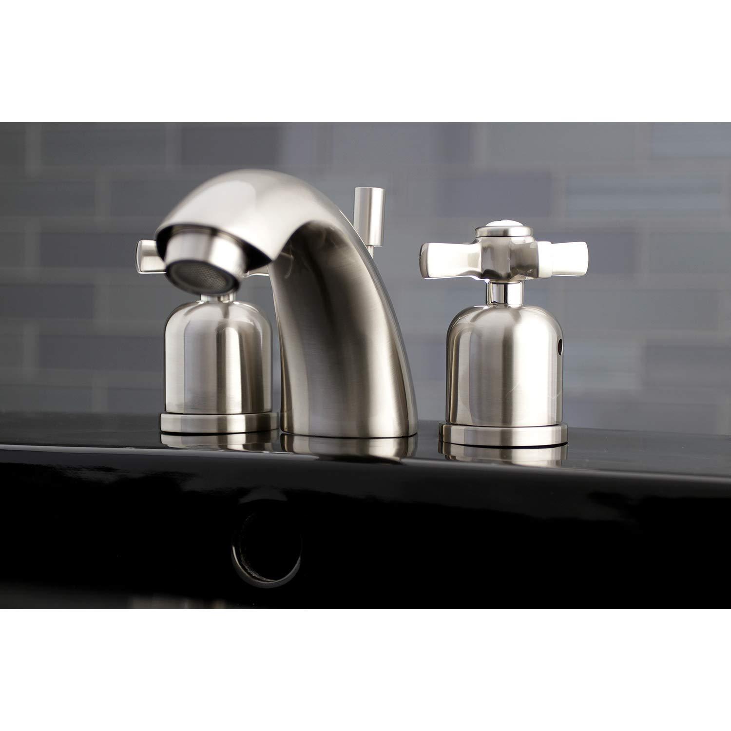 Kingston Brass Kingston Brass Millennium Two-Handle 3-Hole Deck Mount Mini-Widespread Bathroom Faucet with Plastic Pop-Up KB8958ZX