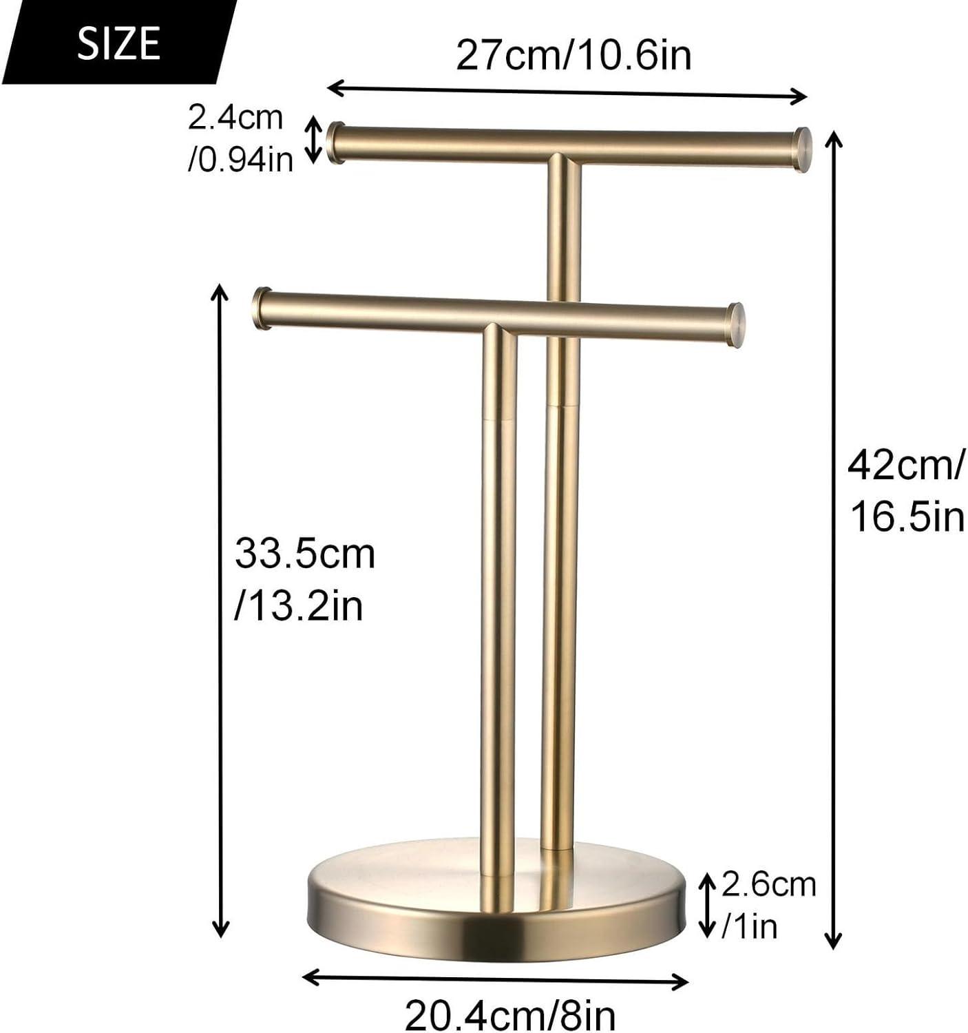 Brushed Gold Stainless Steel Double Towel Stand