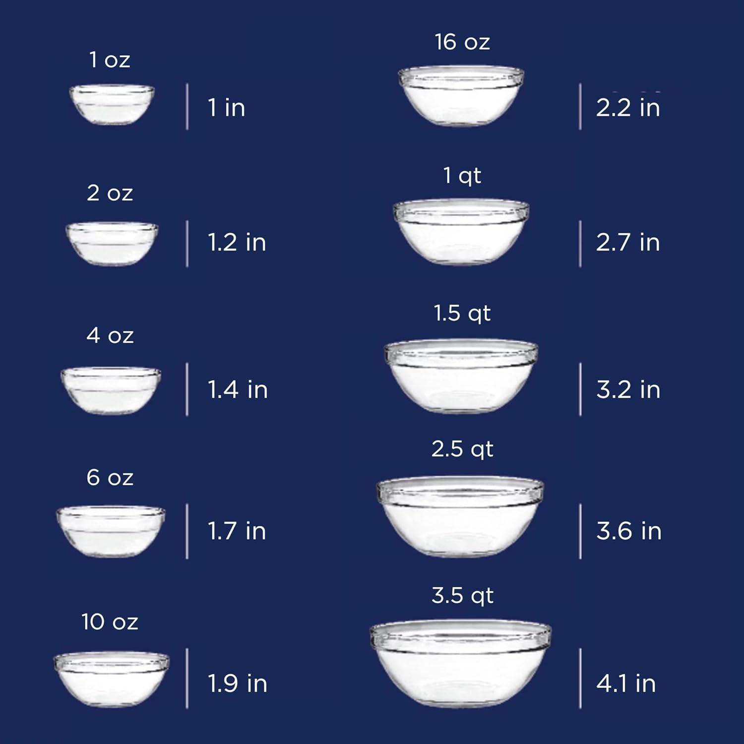 Anchor Hocking Glass Mixing Bowls, Set Of 10