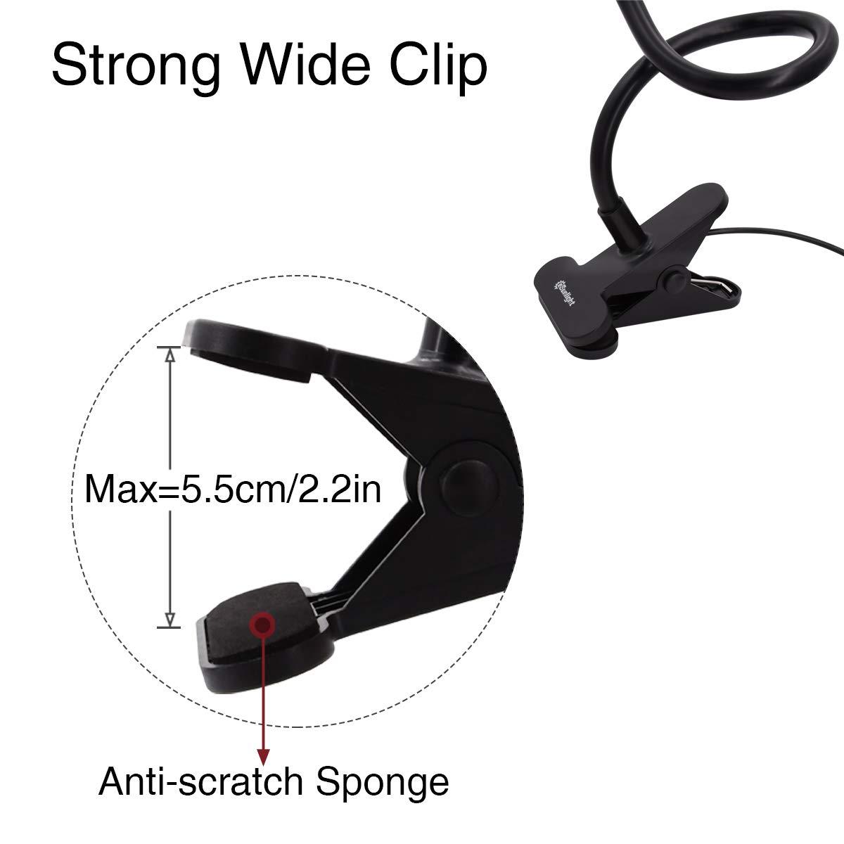 Clamp on Lamp, Clip Light, Desk Lamps with 3 Color Temperature Settings, 10 Brightness Levels, 2m USB Cord Power Supply and AC Adapter Included, Pack of 2 (Black)