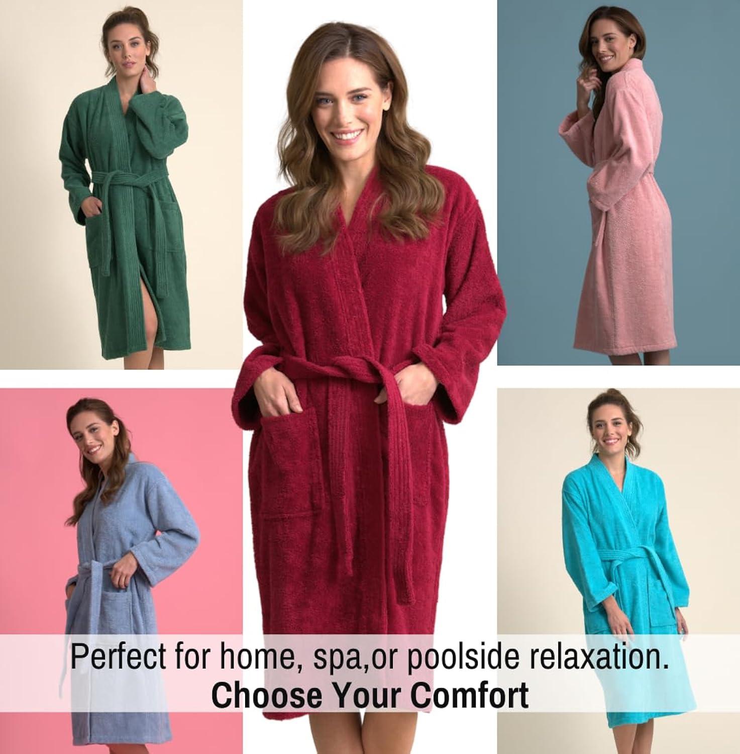 Ingobert Cotton Terry Cloth Mid-Calf Bathrobe with Pockets