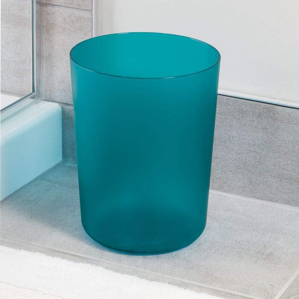 iDesign iDesign Finn Round Plastic Trash Can, Compact Waste Basket Garbage Can- Teal Blue
