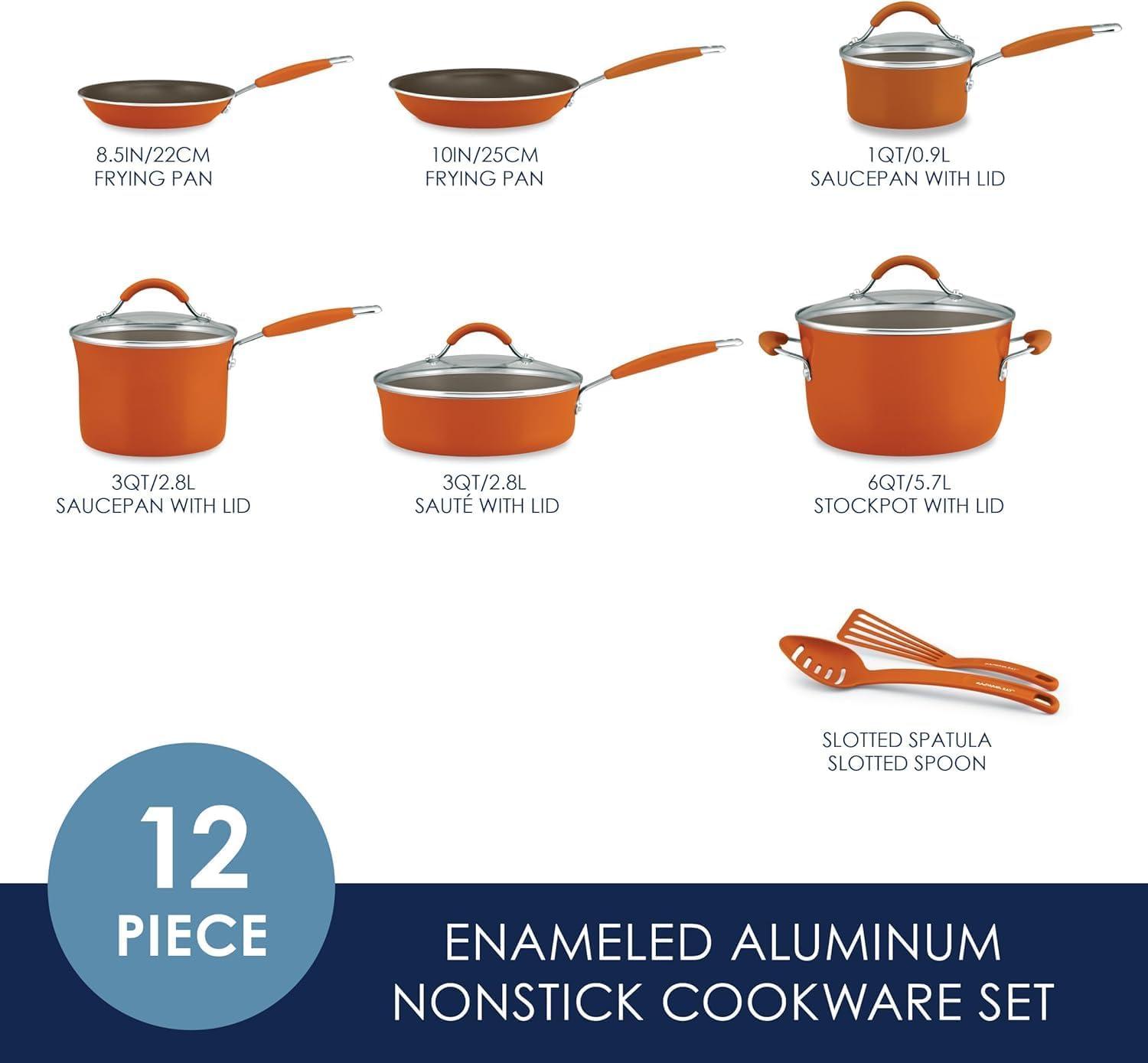 Pumpkin Orange 12-Piece Nonstick Aluminum Cookware Set