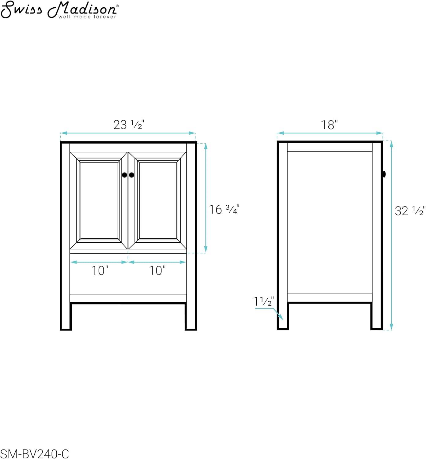 Château 24" Natural Oak Freestanding Bathroom Vanity Cabinet