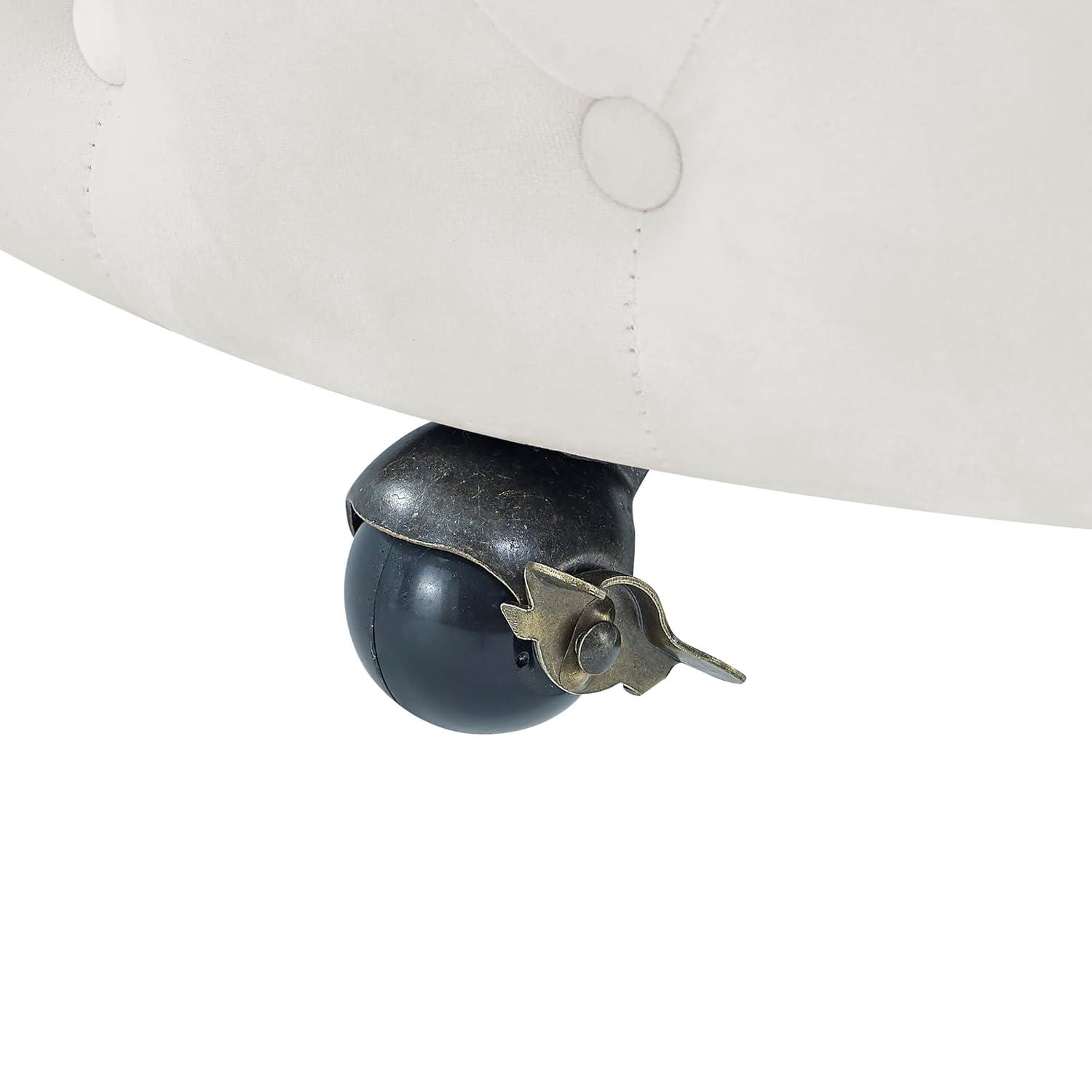 Swivel Barrel Accent Chair, 30in Modern Velvet Round Sofa Chair with 3 Pillows and Wheels, Comfy Tufted Club Lounge Chair for Living Room, Bedroom(Beige)