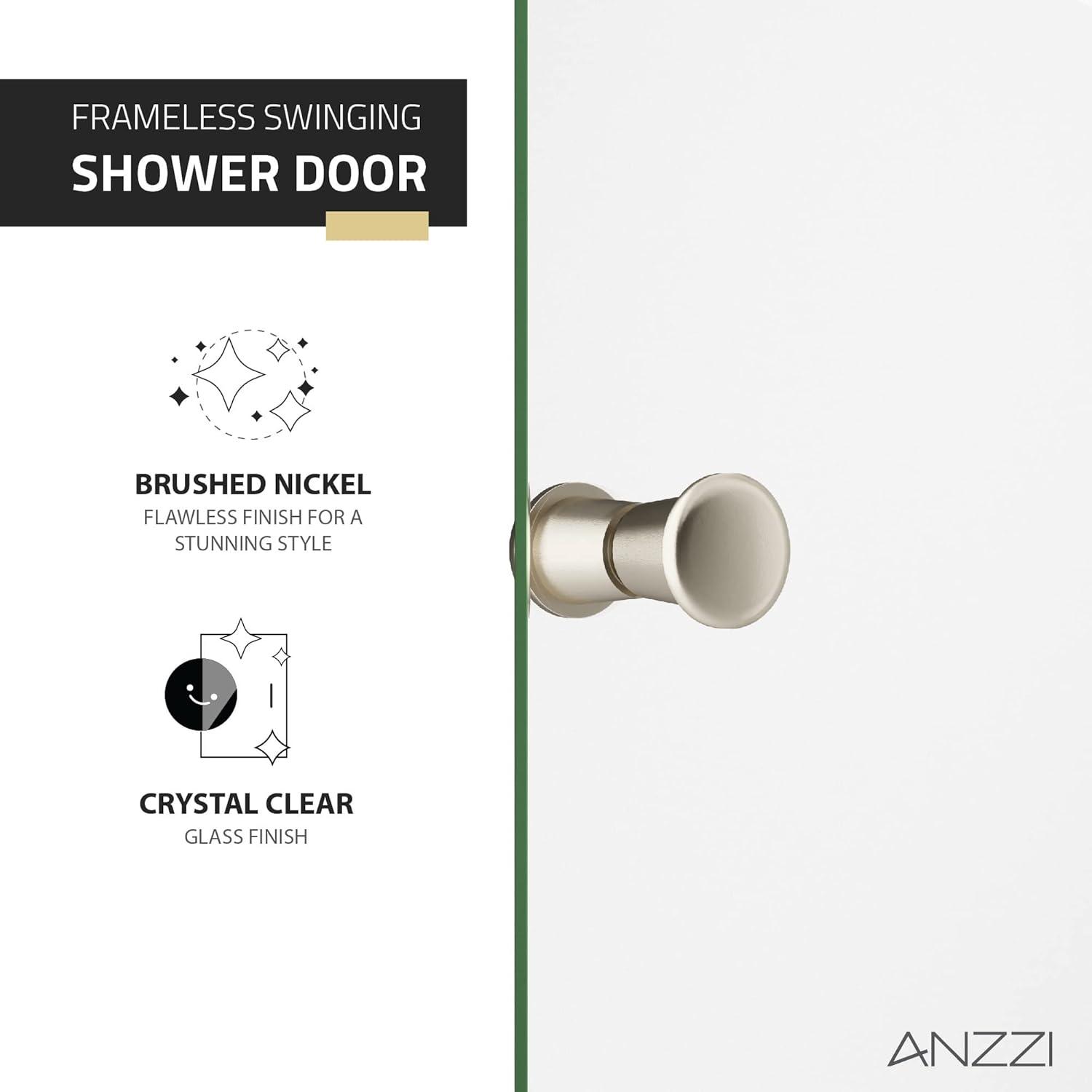 Anzzi 33.3” W x 72” H Frameless Shower Door