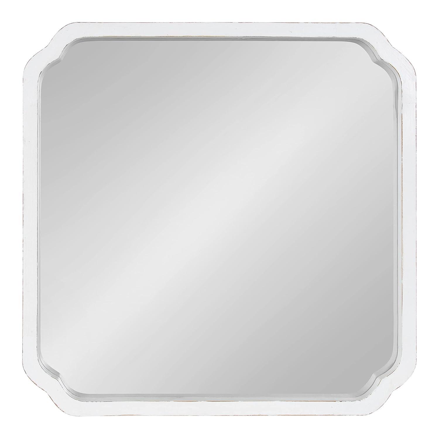 Kate & Laurel All Things Decor 24"x24" Marston Farmhouse Rectangle Wall Mirror White: No Assembly, Wood Frame, Wall Mounted