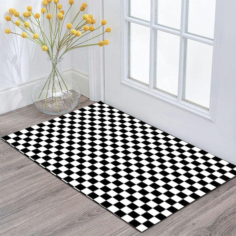 Luxe Weavers Checkered Black and White Geometric 8x10 Area Rug