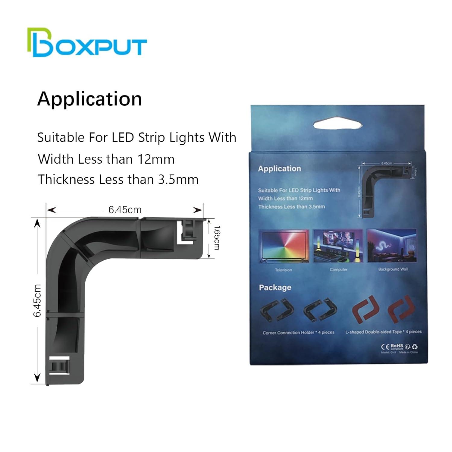 BOXPUT LED Light Strip Corner Connection Holder Replacement LED Light Strip Connectors LED Strip Mounting Clips Gapless Connectors for 8mm-12mm LED Strip Lights CH1