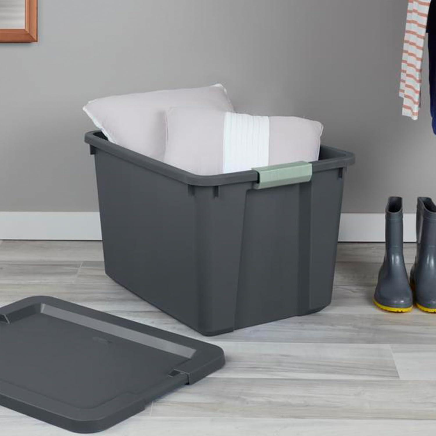 Sterilite Sterilite 6 Pack 20 Gallon Latch Tote, Stackable Plastic Storage Bin Container (Set of 6)