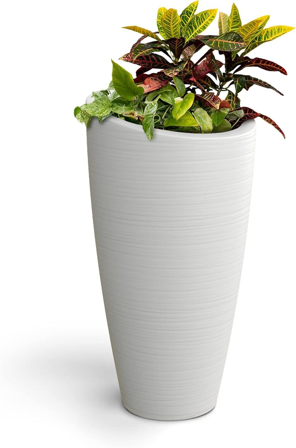 Modesto 32" Tall White Polyethylene Modern Indoor/Outdoor Planter