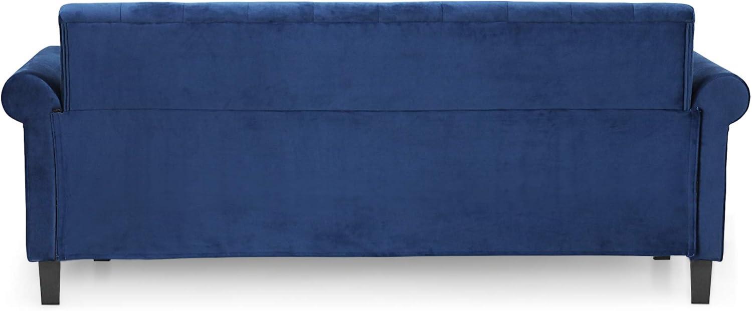 Furinno Bastia Vintage Button Tufted 3-Seater Sofa, Navy Velvet