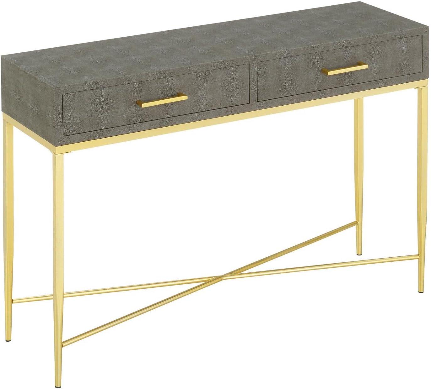 Ashley Gray & Gold 42" Modern Console Table with Storage