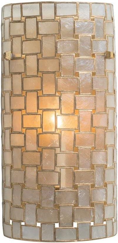 Oxidized Gold Leaf Capiz Shell Cylinder Sconce