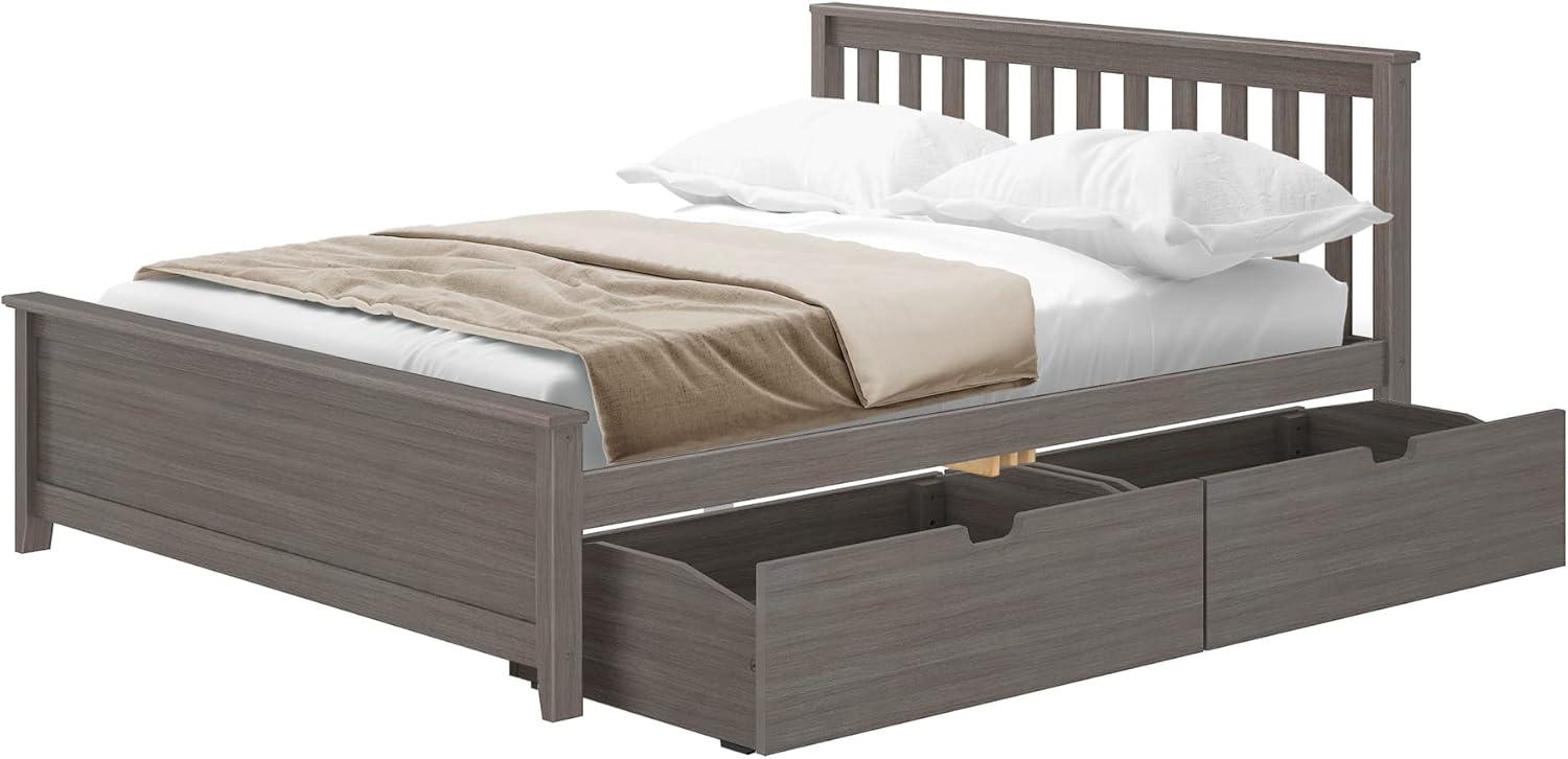 Plank+Beam Solid Wood Queen Bed Frame with Headboard and Storage Drawers